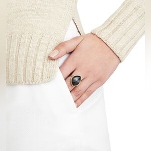 Monica Vinader Siren Nugget Ring 18K Gold Vermeil Black Onyx Size 6.5